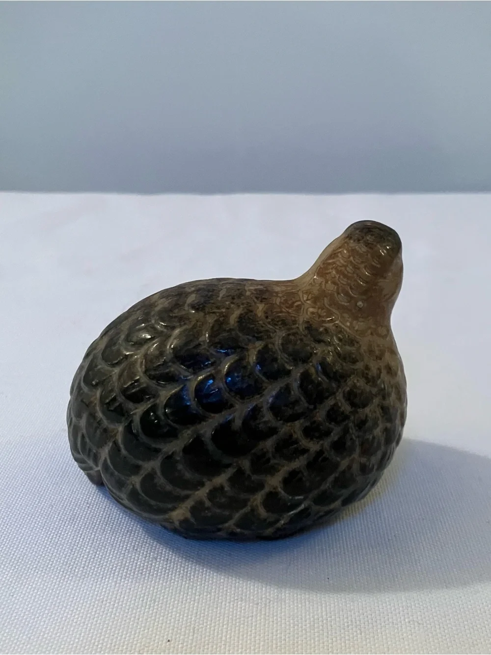 VTG MCM Quail Bird Sculpture 3in Ceramic Pottery Brown Maximalist Fall Cottage